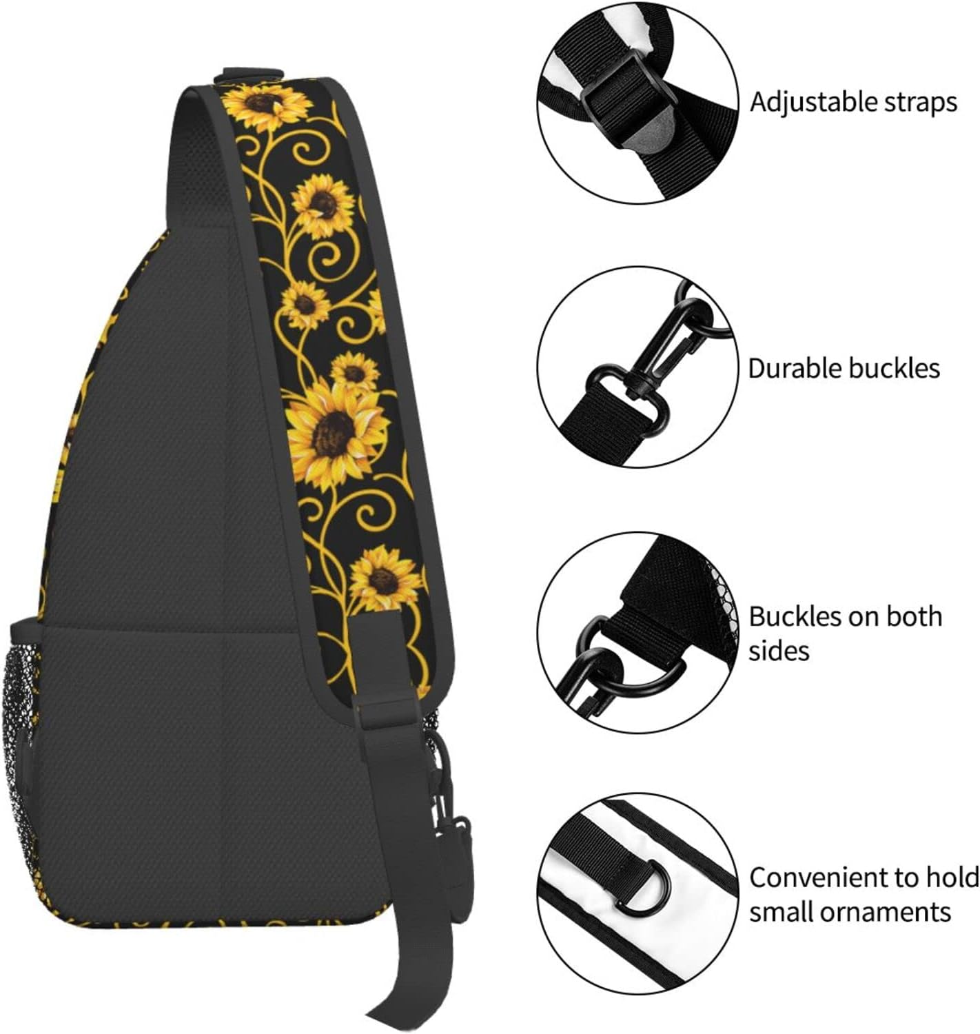 Sunflower Sling Bag Travel Sunflower Crossbody Bag Chest Daypack Hiking Shoulder Bag For Men Women