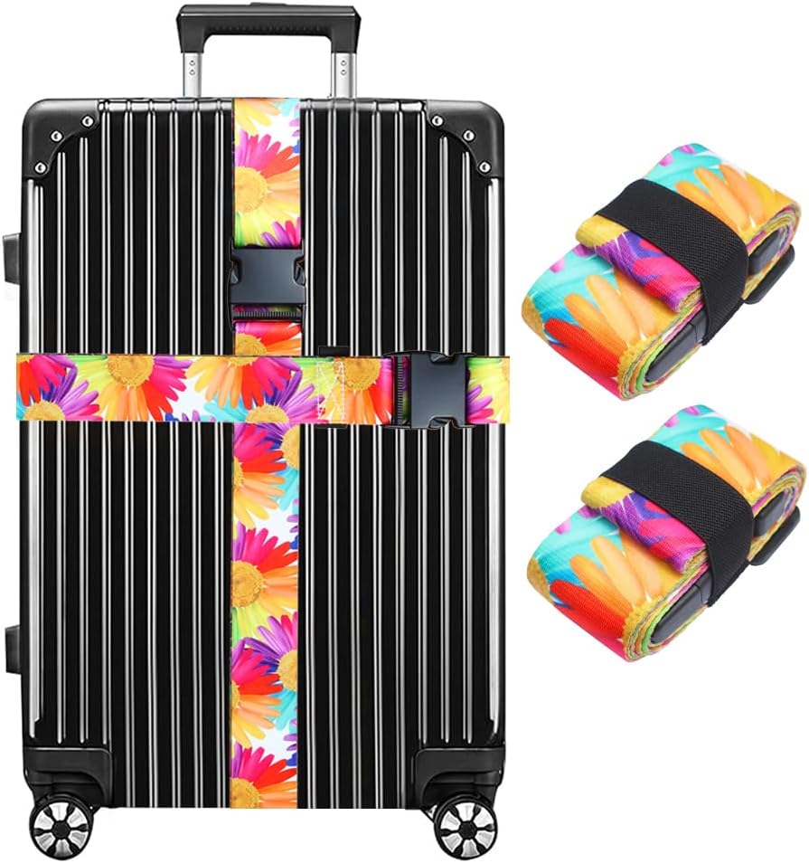 Luggage Straps for Suitcases TSA Approved Easy Pack Organized Suitcase Strap, Luggage Strap, Luggage Belt Strap, Bag Straps for Luggage. Buckle Straps Travel Accessories (Sunflower)