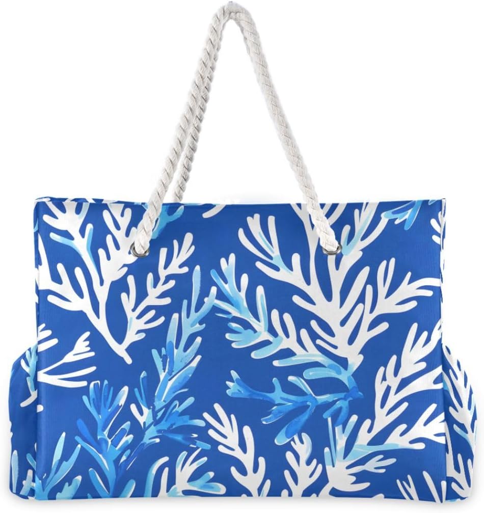 senya Large Beach Bags Totes Swim Canvas Tote Shoulder Bag Water Resistant Bags for Gym Travel Daily