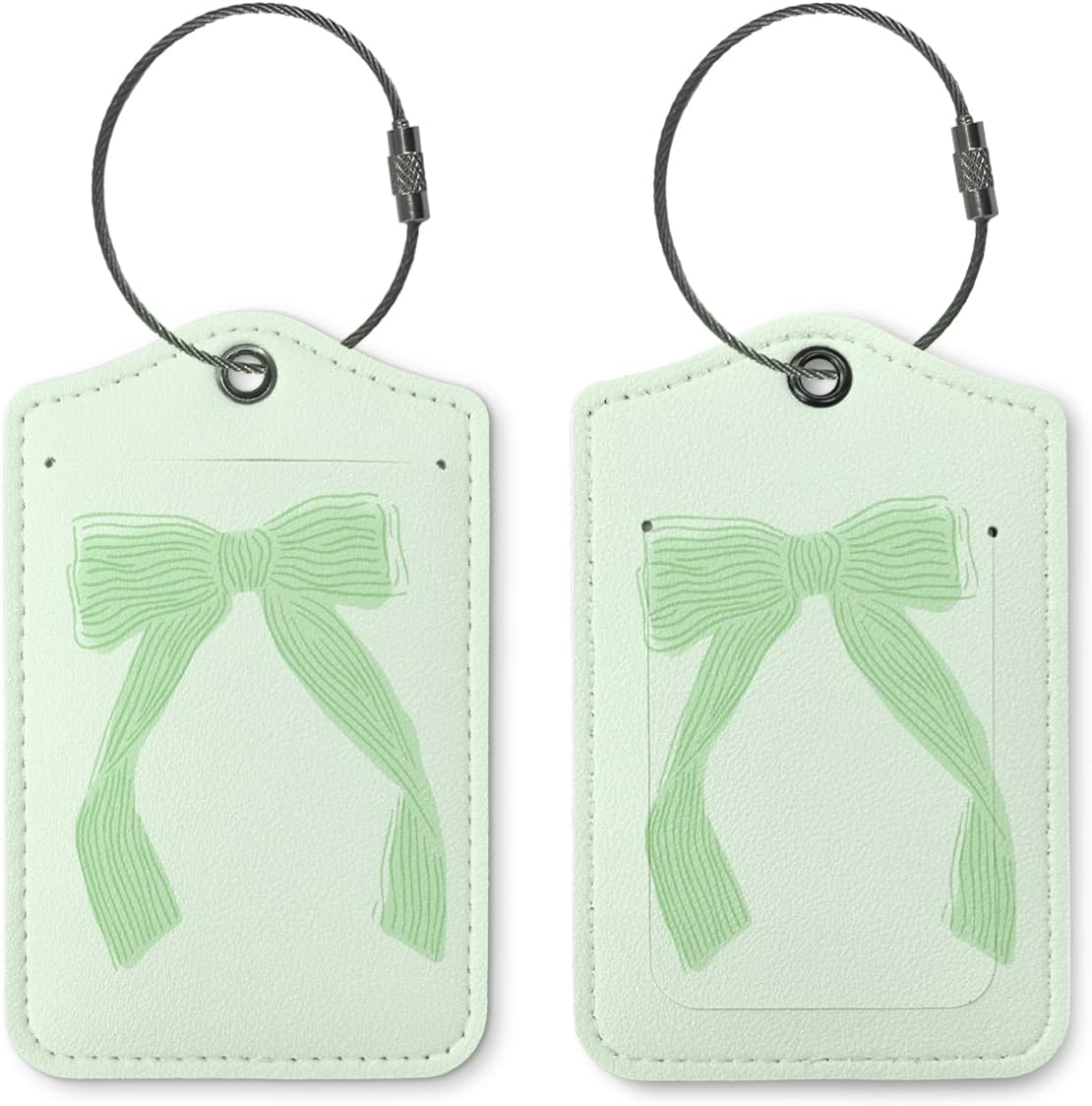 Coquette Sage Green Bow Luggage Tags for Suitcases, Sage Green Bow Cute Bag Travel Tags for Luggage for Women, Trendy 2 Pack Luggage Tag for Travel,Teen Girls Gifts Suitcase Tags