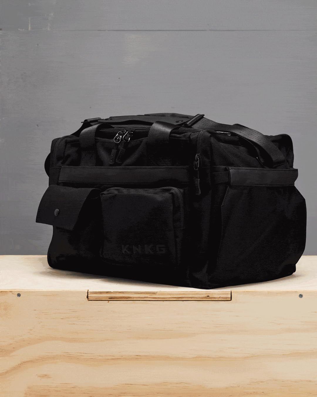 KNKG PLUS 63L Large Duffel Bag – Spacious, Durable Gym Bag with Dual Shoe Storage, Multiple Compartments & YKK Zippers for Fitness & Travel - Redwood (Black, Small 33L)
