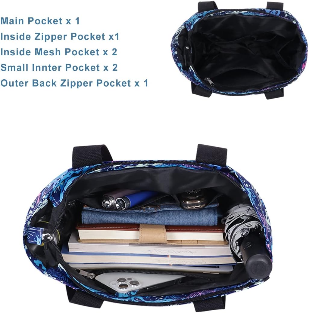 Tote Bag with Zipper for Women Inside Mesh Pocket Heavy Duty Casual Anti-water Cloth Travel Shoulder Handbag