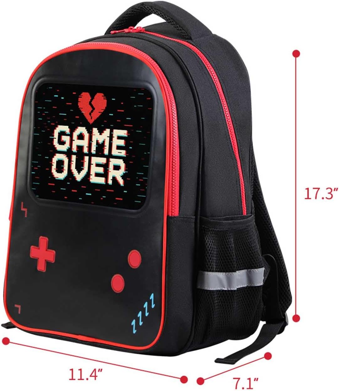 Gamer Backpack for Boys | 17" School Bookbag with Leather Front Panel | Schoolbag for Boy Kids Teen Age 6-12 | Backpacksfor Kids Children Teens | 2 Compartments, Padded Straps