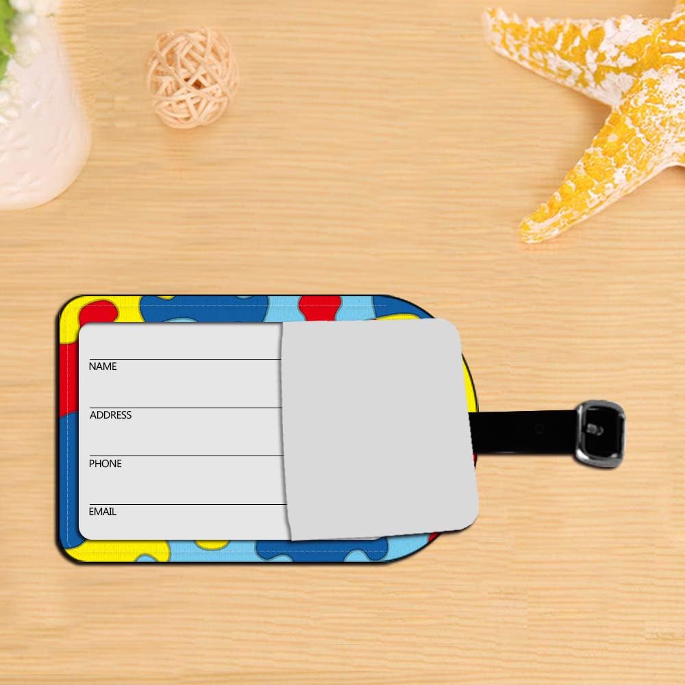 Autism Awareness Diversity Puzzle Pieces Luggage ID Tag Cards Suitcase Luggage Tag Travel Accessories Baggage Name Tag - 1 pack