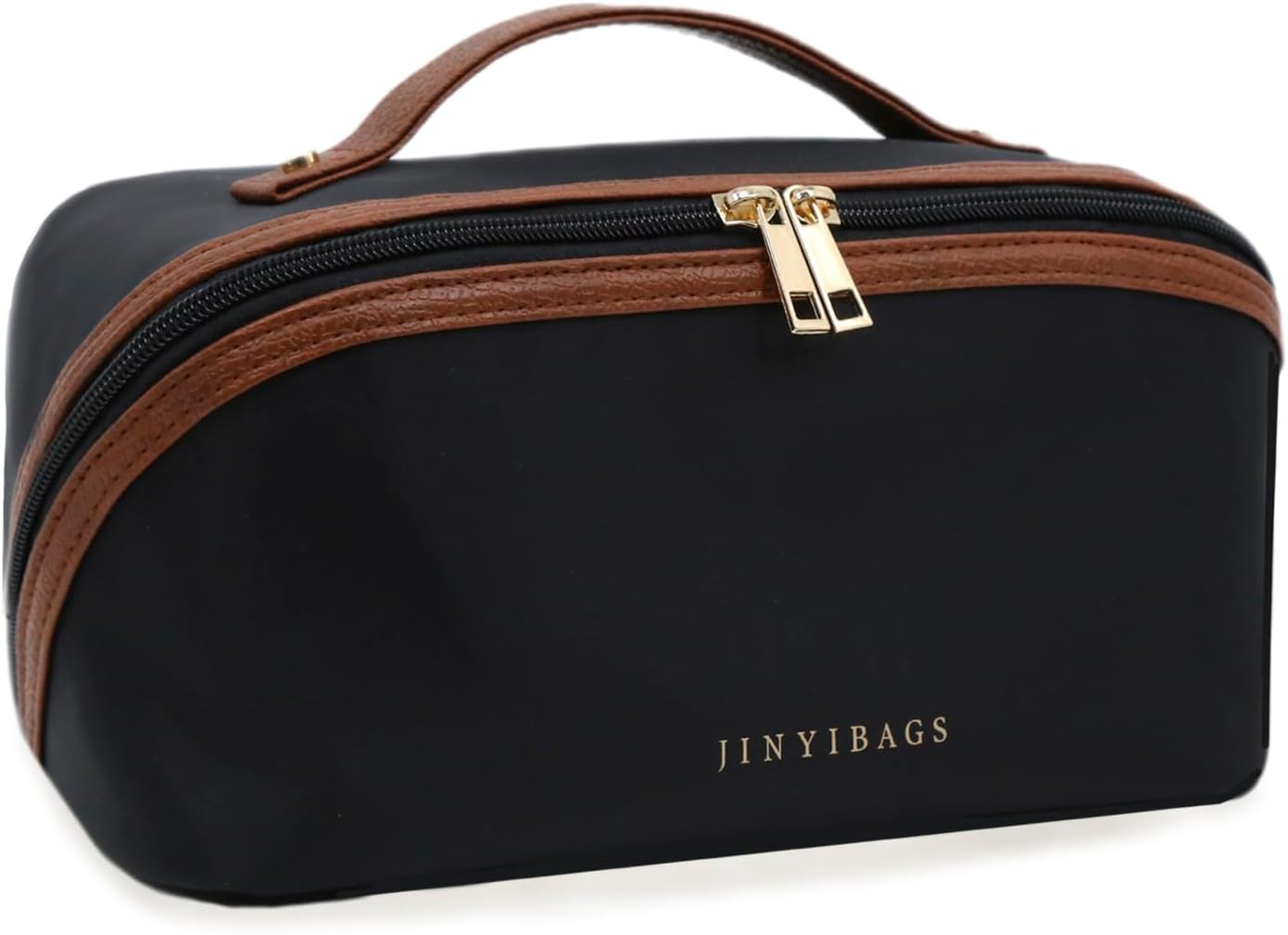 Travel Makeup Bag – Large Cosmetic Organizer with Waterproof Nylon, Smooth Double Zipper & Tear-Resistant Lining, Toiletry Pouch for Women (Black)