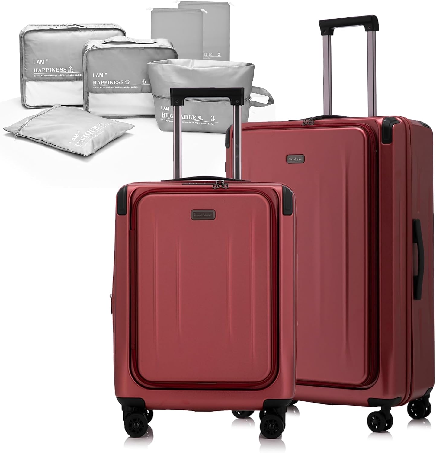 Premium Carry On Luggage, 20Inch+29 Inch Top Opening Airline Approved ABS+PC Hard Shell Suitcases with Silent Wheels, TSA Lock,Front Pocket and Wet-dry Separated Six-piece Set