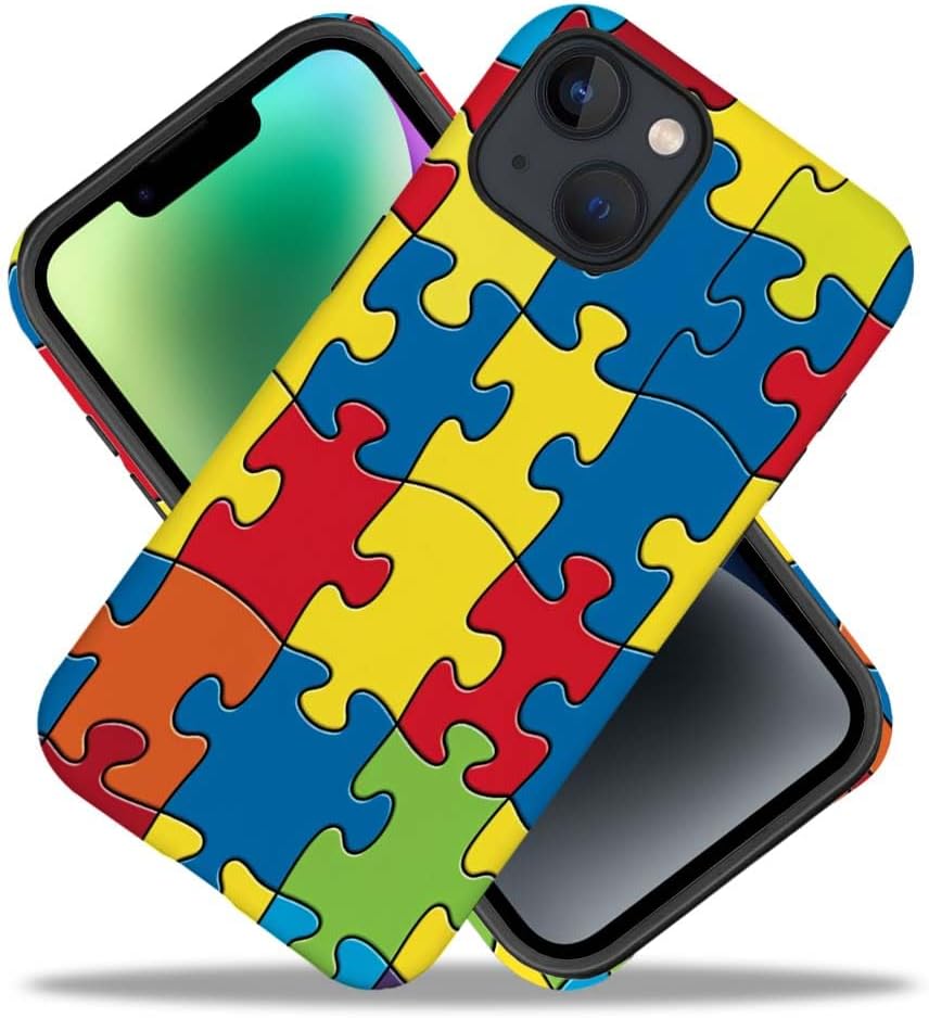SEized Case Compatible with for iPhone 14,Color Puzzle Autism Phone Case for Girl Women Boy Men,Durable Protection Case for iPhone 14