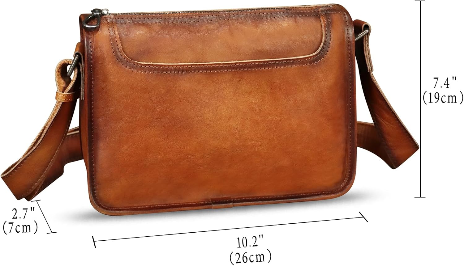 IVTG Genuine Leather Messenger Bag for Men Crossbody Shoulder Bag Casual Sling Daypack Business