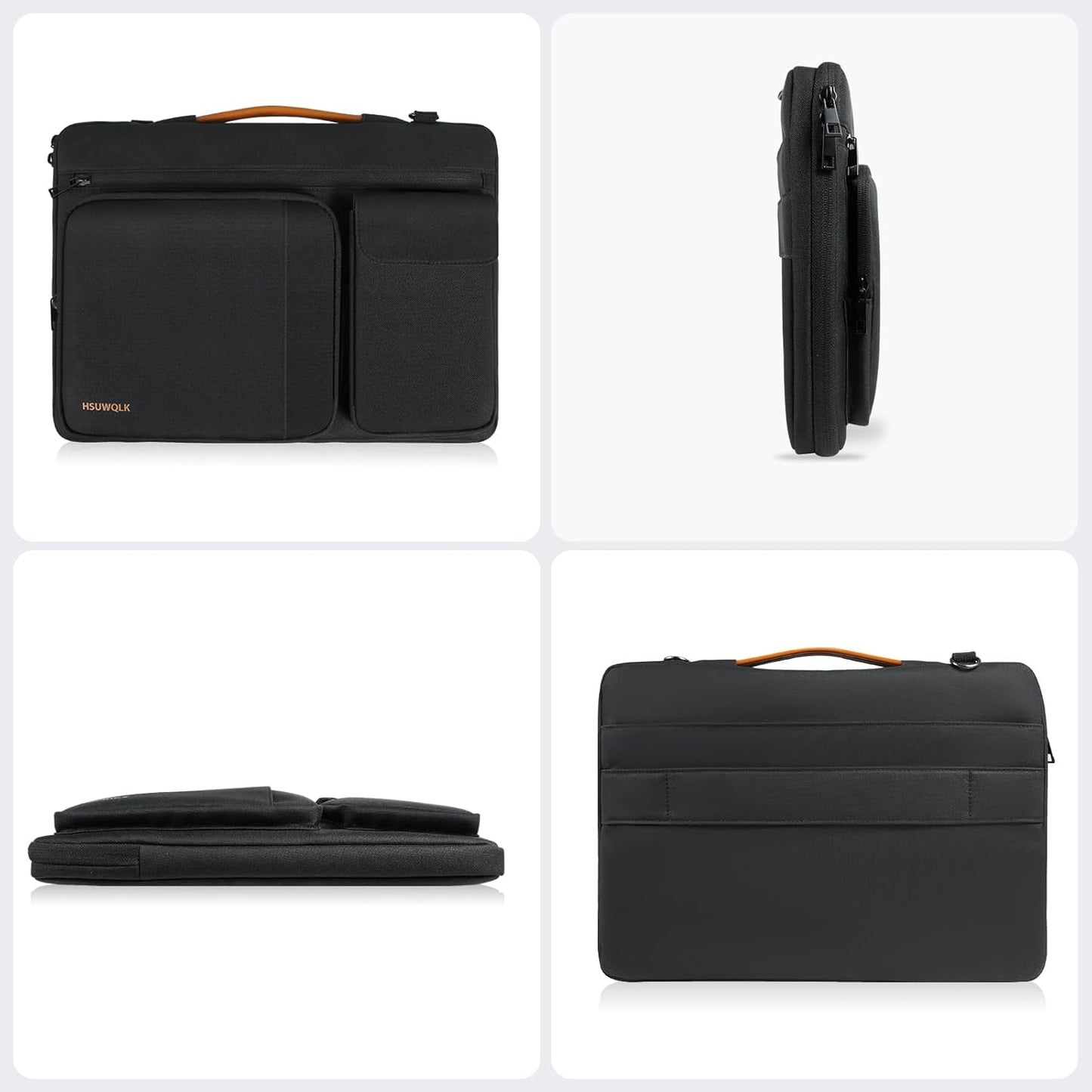 360 Protective Laptop Shoulder Bag 15.6 inch,15-15.6 inch Lightweight Computer Bags Compatible with MacBook Pro 16 inch,HP,Dell,Lenovo,Asus Notebook,Side Open Messenger Bag with 5 Pockets&Strap, Black
