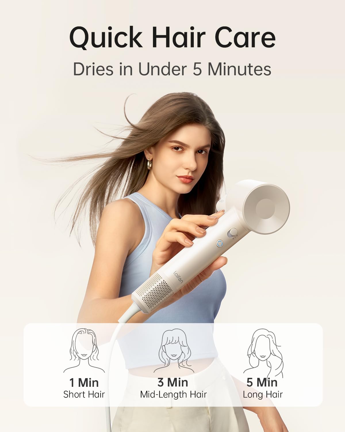 Laifen SE Lite Hair Dryer, Negative Ionic Blow Dryer with 100,000 RPM Brushless Motor for Fast