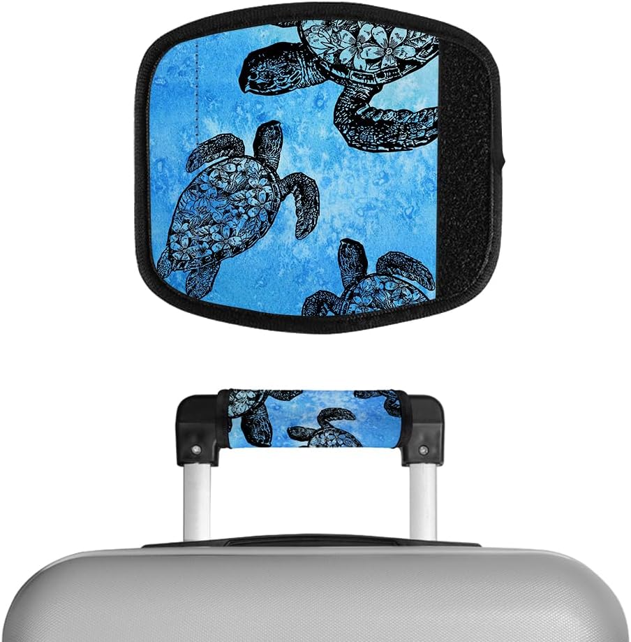 WIRESTER 1Pc Neoprene Luggage Handle Wrap Cover, Grip Luggage Identifier Accessories for Travel Bag Suitcase Luggage - Ocean Sea Turtles