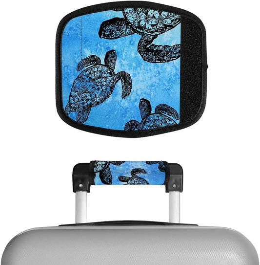 WIRESTER 1Pc Neoprene Luggage Handle Wrap Cover, Grip Luggage Identifier Accessories for Travel Bag Suitcase Luggage - Ocean Sea Turtles