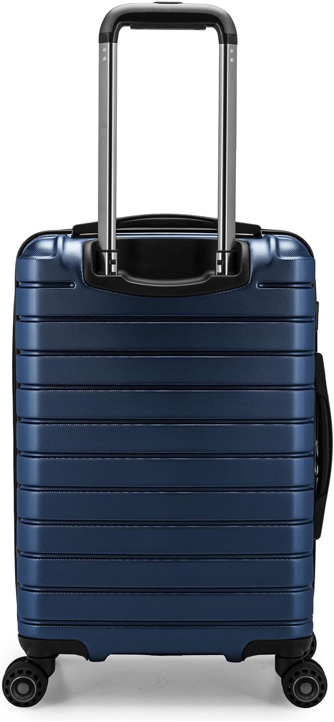 Traveler's Choice Archer Polycarbonate Hardside Spinner Luggage Set, Blue, Carry-On 21-Inch, Tie Down Straps