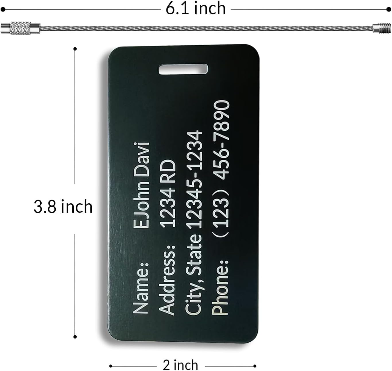 5 Pack Custom Engraved Luggage Tags, 3.8 x 2 inches Waterproof Personalized Luggage Tags, Aluminum Personalized Bag Tags for Suitcases/Backpack/Luggage Accessories [Black]