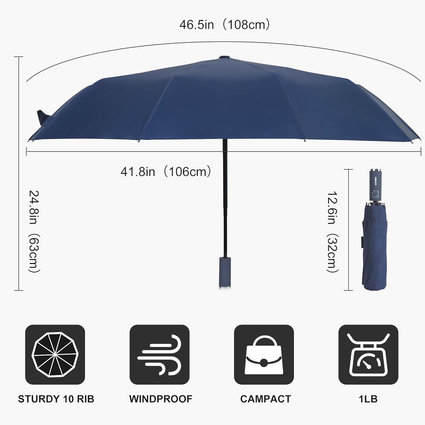 DOFOWOT UV Protection Umbrella for Rain Sun Umbrellas Windproof Anti-Rebound UPF 50+ UV Travel Umbrella Compact for Women Men