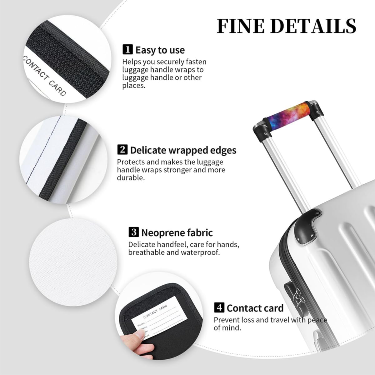 Luggage Handle Wrap, Colorful Galaxy Durable Neoprene Suitcase Handle Wraps for Luggage Door Handles Refrigerator x2