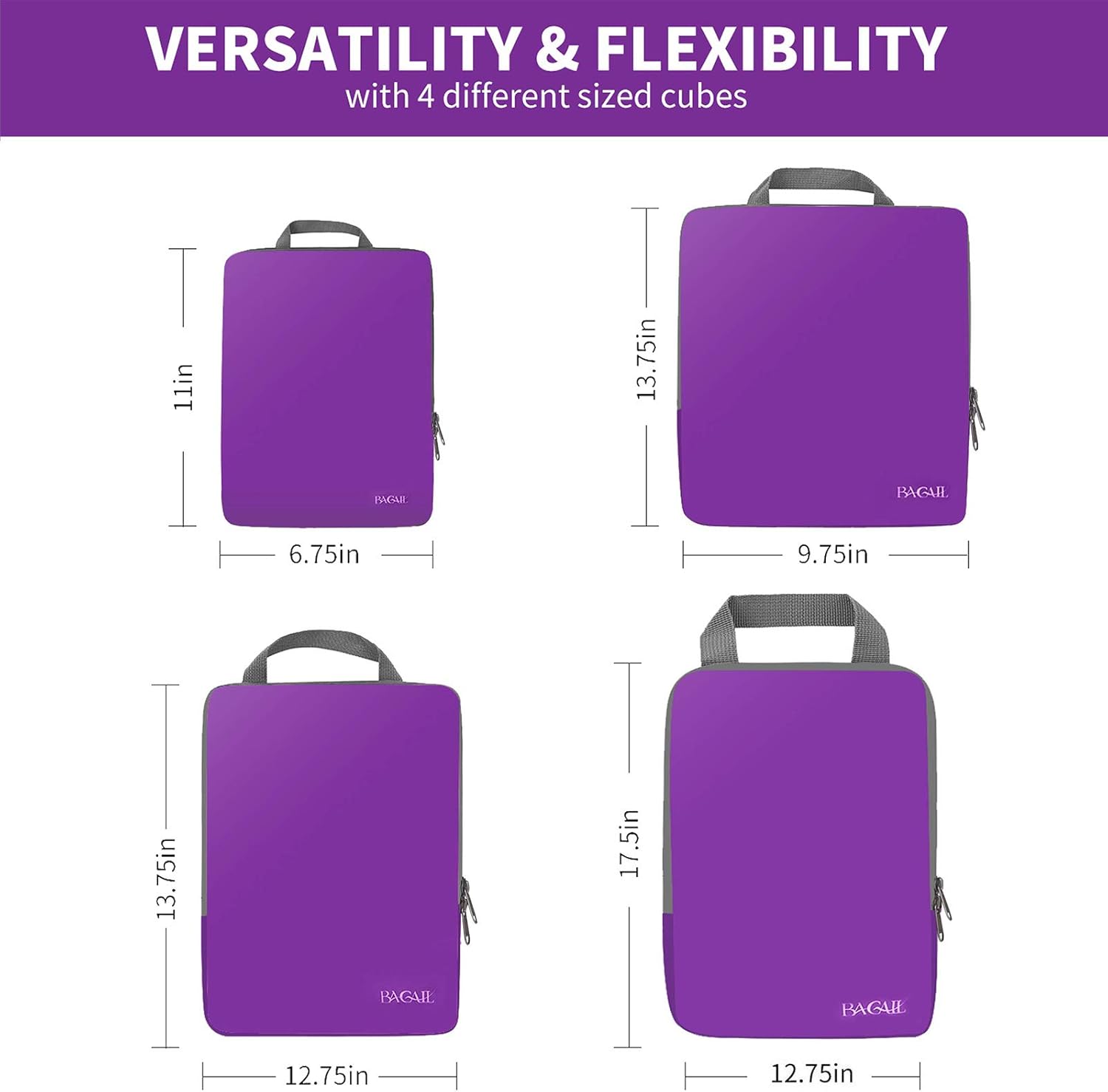 BAGAIL 4 Set/6 Set/8 Set Compression Packing Cubes Travel Accessories Expandable Packing Organizers