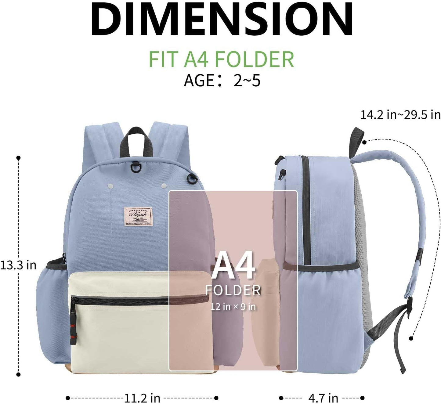 Toddler Backpack for Boys 2-5: Preschool Kindergarten 13" Daycare Backpacks Fit A4 Folder