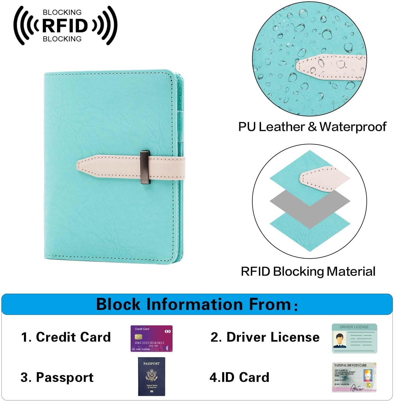 Deziliao Passport Wallets, Mulit-Purpose RFID Blocking Passport Holder AirTag Wallet, Travel