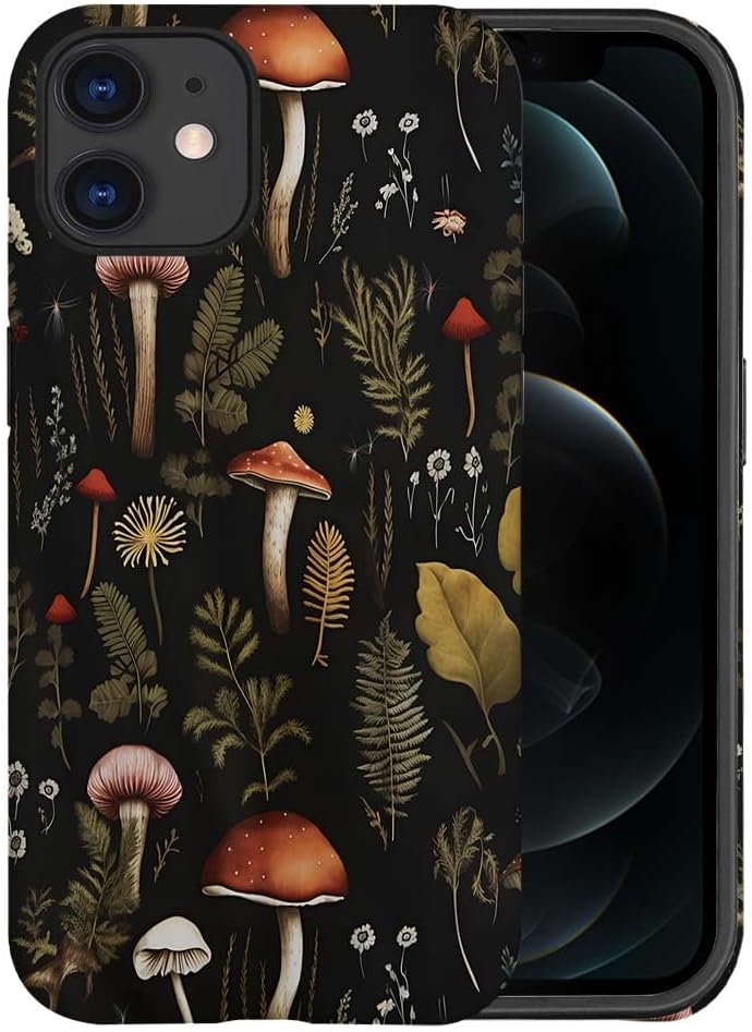 SEized Case Compatible with for iPhone 12,Vintage Mushroom Snail Daisy Leaf Phone Case for Girl Women Boy Men,Durable Protection Case for iPhone 12