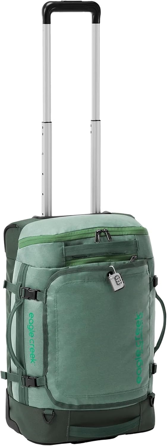 Eagle Creek Cargo Hauler XT Wheeled Duffel - Wheeled Backpack Duffel - Deployable Backpack Straps - Lockable U-Lid & Easy Access Compartment - Duck Green