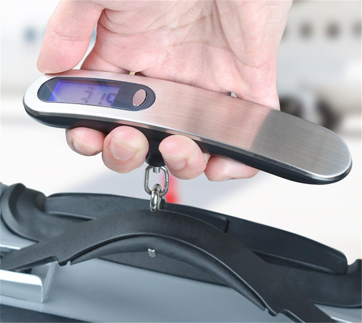 Luggage Scale, 50kg/110lb Portable Mini Suitcase Scale Household Digital Display Scale Applied Aircraft Luggage Outdoor Scale Weighing Balance