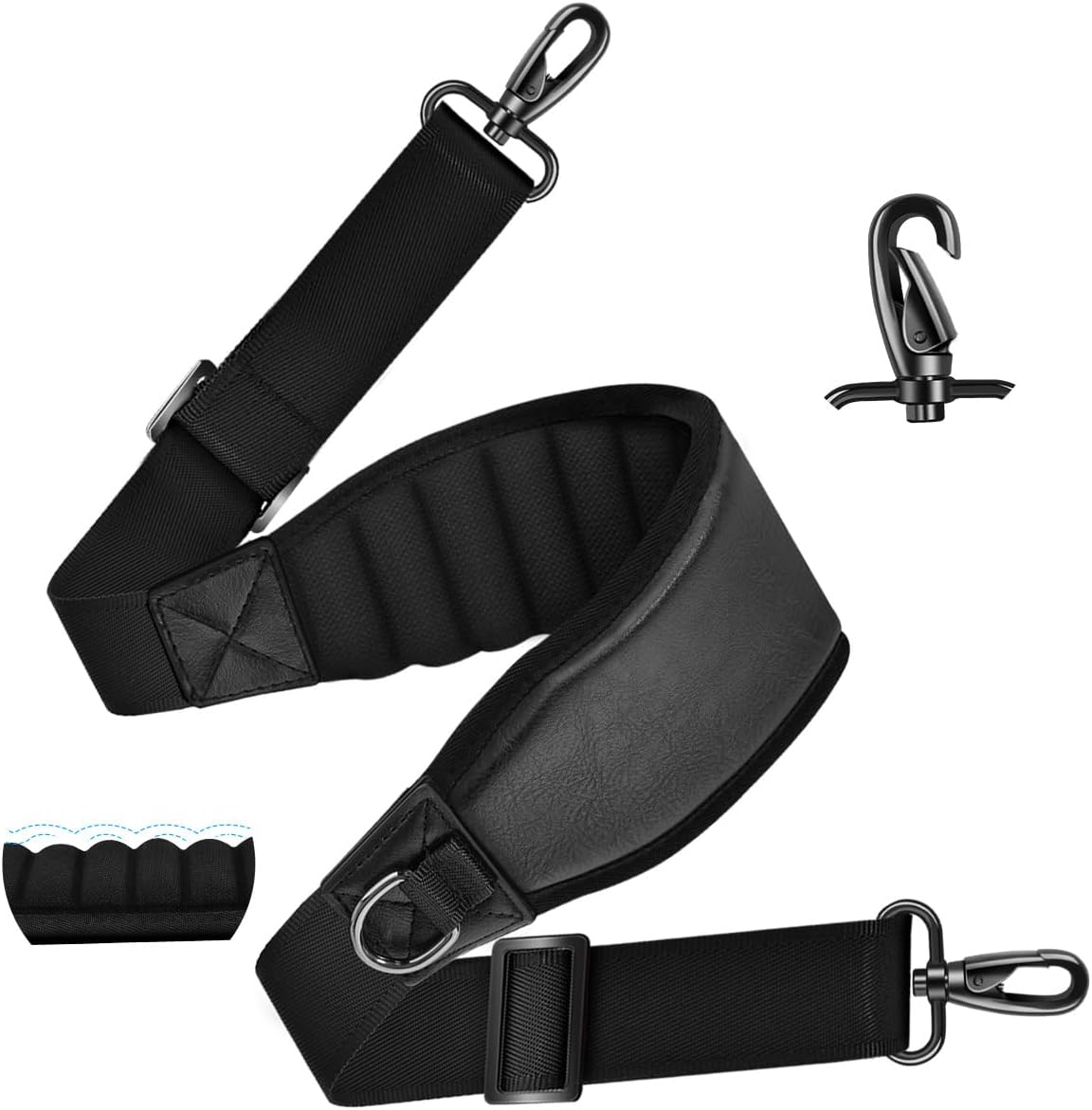 ZINZ Shoulder Strap 68" with Padded, Bag Strap with Dual Buckles and Metal Swivel Hooks for Laptop Bag, Briefcase and More