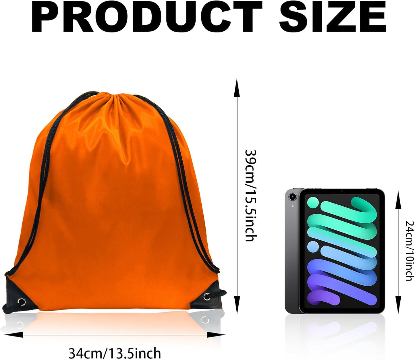 GoodtoU Drawstring Backpacks, Drawstring Bags Bulk Nylon Backpack Draw String Back Bag Cinch Sack Drawstring Gym Bag Drawstring Backpack for Sport, Traveling, Team (Orange, 48Pcs)
