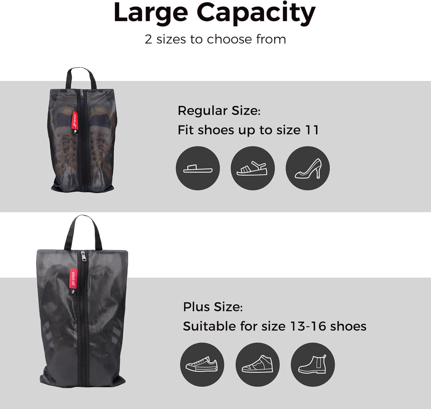 pack all Shoe Bag for Travel, Water-Resistant Shoe Pouch for Gym, Odor-Resistant Soccer Cleats Bag for Sport (Dual Pocket Version)