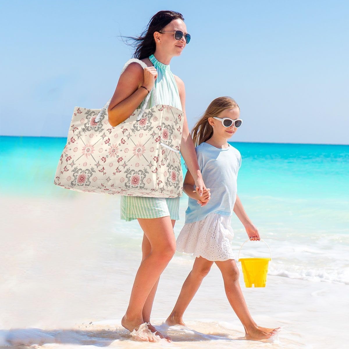 senya Large Beach Bags Totes Swim Canvas Tote Shoulder Bag Water Resistant Bags for Gym Travel Daily