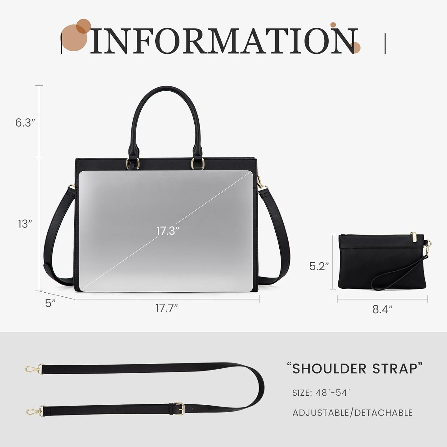 LOVEVOOK Laptop Bag for Women, 17.3 inch Laptop Tote Computer Briefcase for Work Large Waterproof