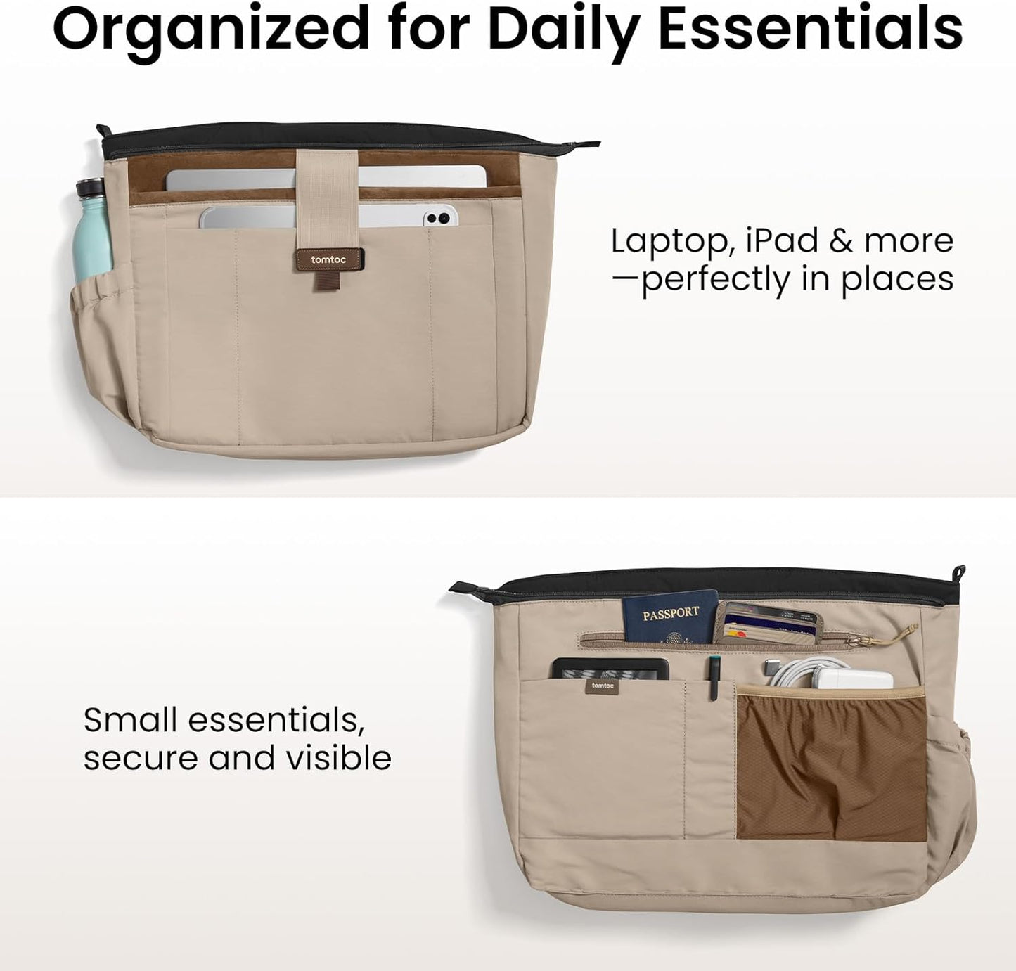 tomtoc 16-inch Puffy Laptop Tote Bag for Women 13.5L, Lightweight Puffer Work Tote with Padded Laptop Compartment for 15/16-inch MacBook, Large Capacity Tote Bag for Office, Business, Daily Essentials