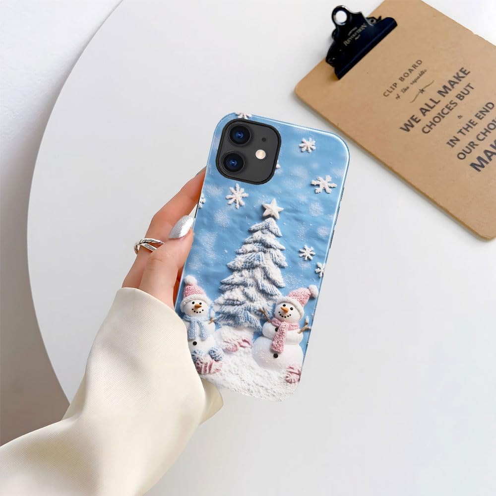 Case for iPhone 11 - Slim Fit Anti-Scratch Phone Case for Girl Women - Snowman Winter Christmas Tree (Glossy)