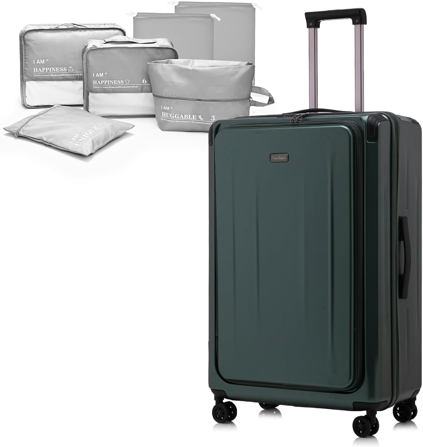 Premium 29 Inch Luggage, Top Opening Aluminum Frame Airline Approved ABS+PC Hard Shell Suitcases with Silent Wheels, TSA Lock, Front Pocket and Wet-dry Separated Six-piece set