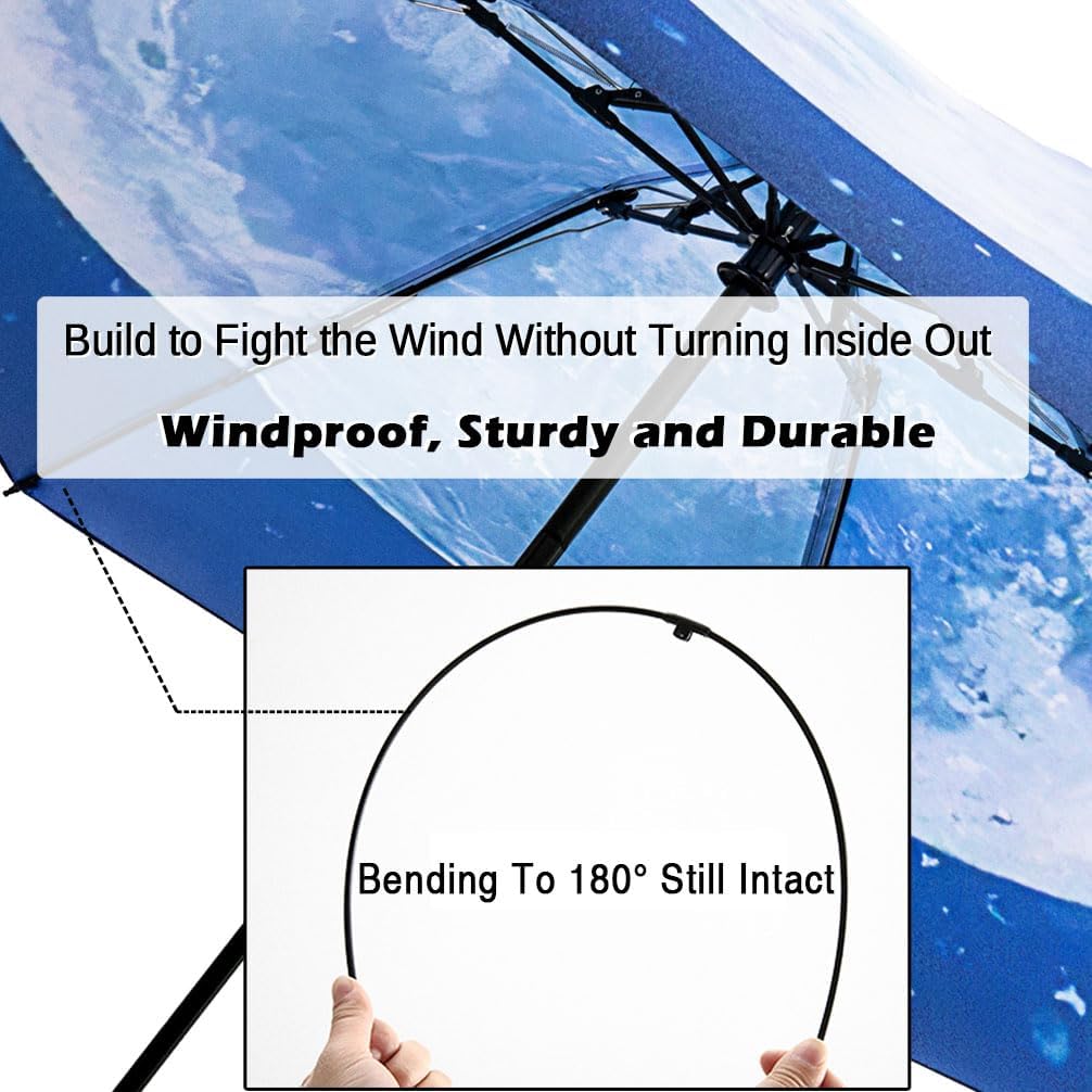 LANBRELLA Compact Reverse Folding Umbrella Auto Windproof Travel Umbrella