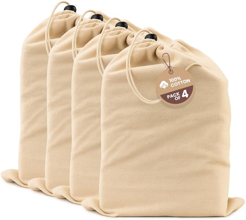LFH Cotton Shoe Storage Bags with Drawstring, Dustproof Breathable Reusable Organizer, Perfect For