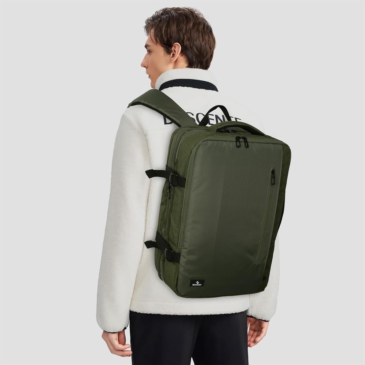 BESMART 50L Large Extendable Travel Backpack for Men Women, Flight Approved Carry on Backpacks fits 17”Laptop, TSA Waterproof Bags with USB Charger Port/Washbag Cube/Anti-Thief Bag/Luggage sleeve