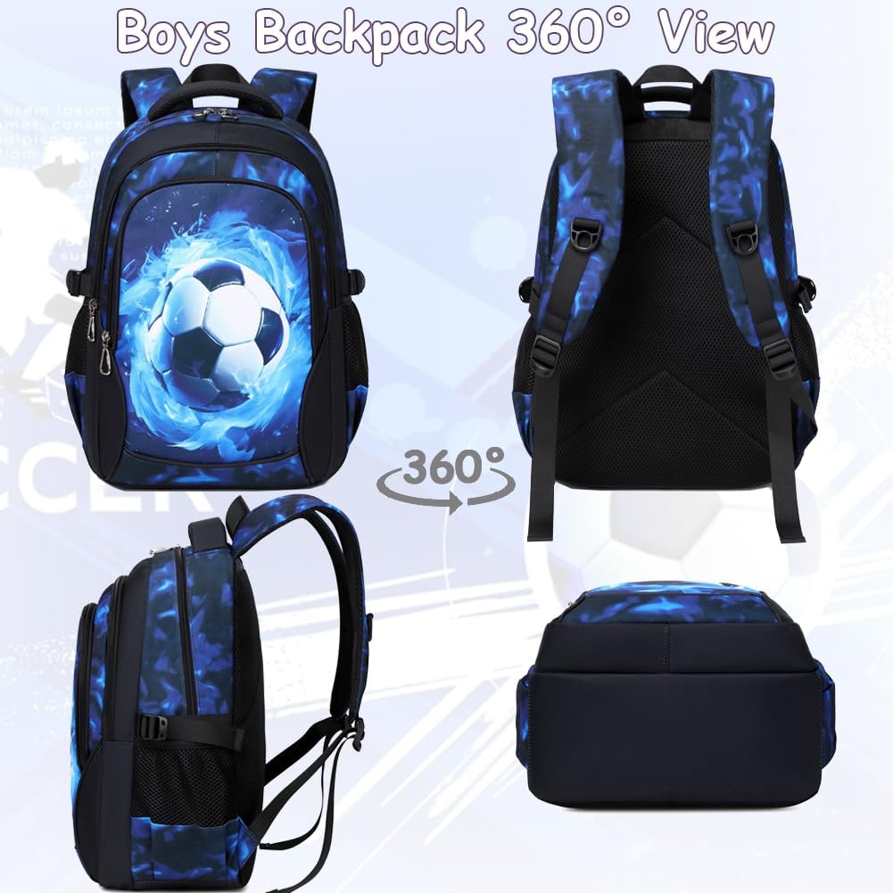 Meisohua Backpack for Boys Elementary Middle School Bags for Boy Kids Bookbags Teenager Casual Daypack Water Resistant Football Backpack