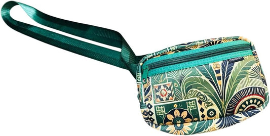 Yewande&co Neoprene Fanny Pack Belt Bag – Lightweight Waterproof Waist Bag with Adjustable Strap, 3 Zippered Pockets, Crossbody Belt Bag for Travel, African Design Crossbody Bags (Palms)