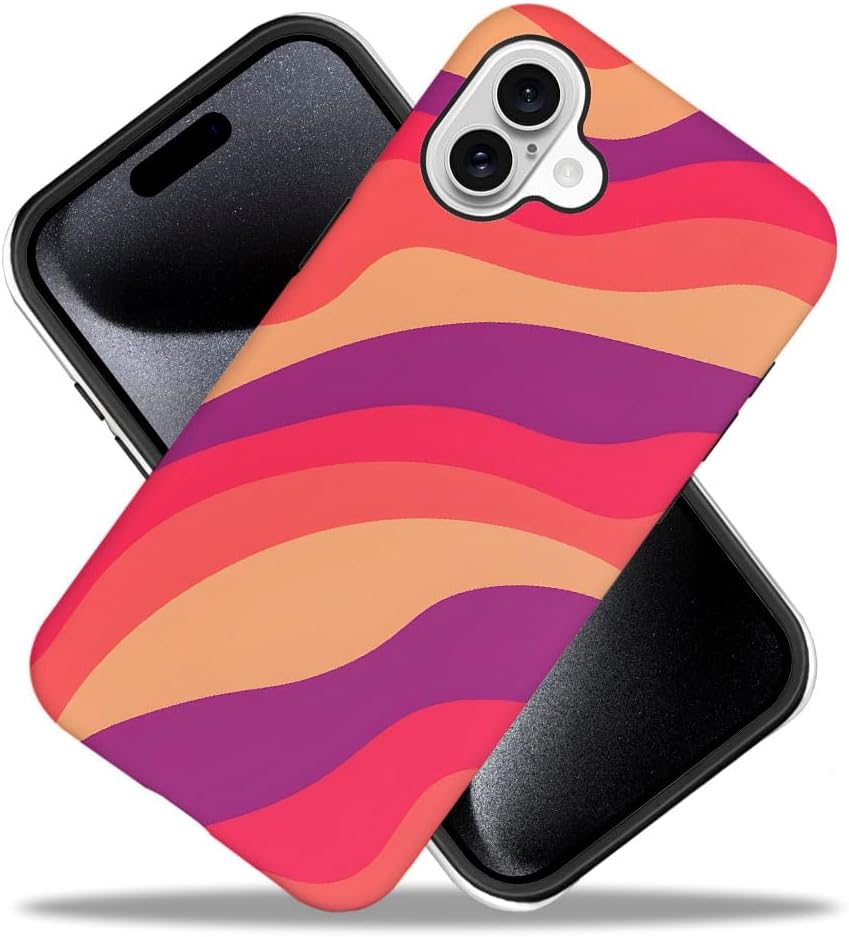 SEized Case Compatible with for iPhone 16 Plus,Pink Colorful Waves Abstract Swirls Phone Case for Girl Women Boy Men,Durable Protection Phone Case for iPhone 16 Plus