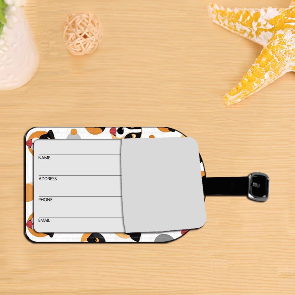 Dog Puppy-Pembroke Welsh Corgi Face Tri-Color Luggage Tag Leather Travel Bag Label Suitcase Luggage ID Tag - 1 pack