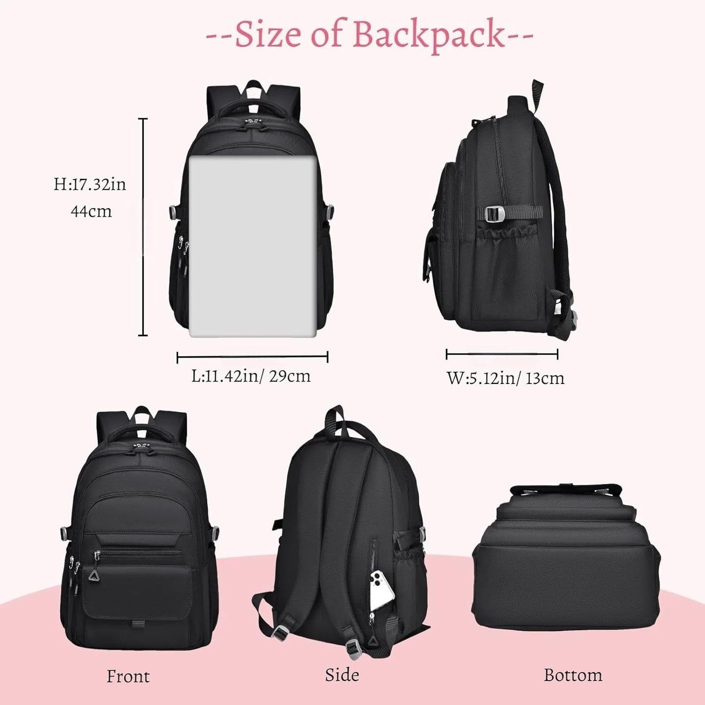 Backpack for Girls, Solid-Color School Backpack for Boys Kids, Aesthetic Girls Bookbag for Elementary School Travel Daypack,Beige