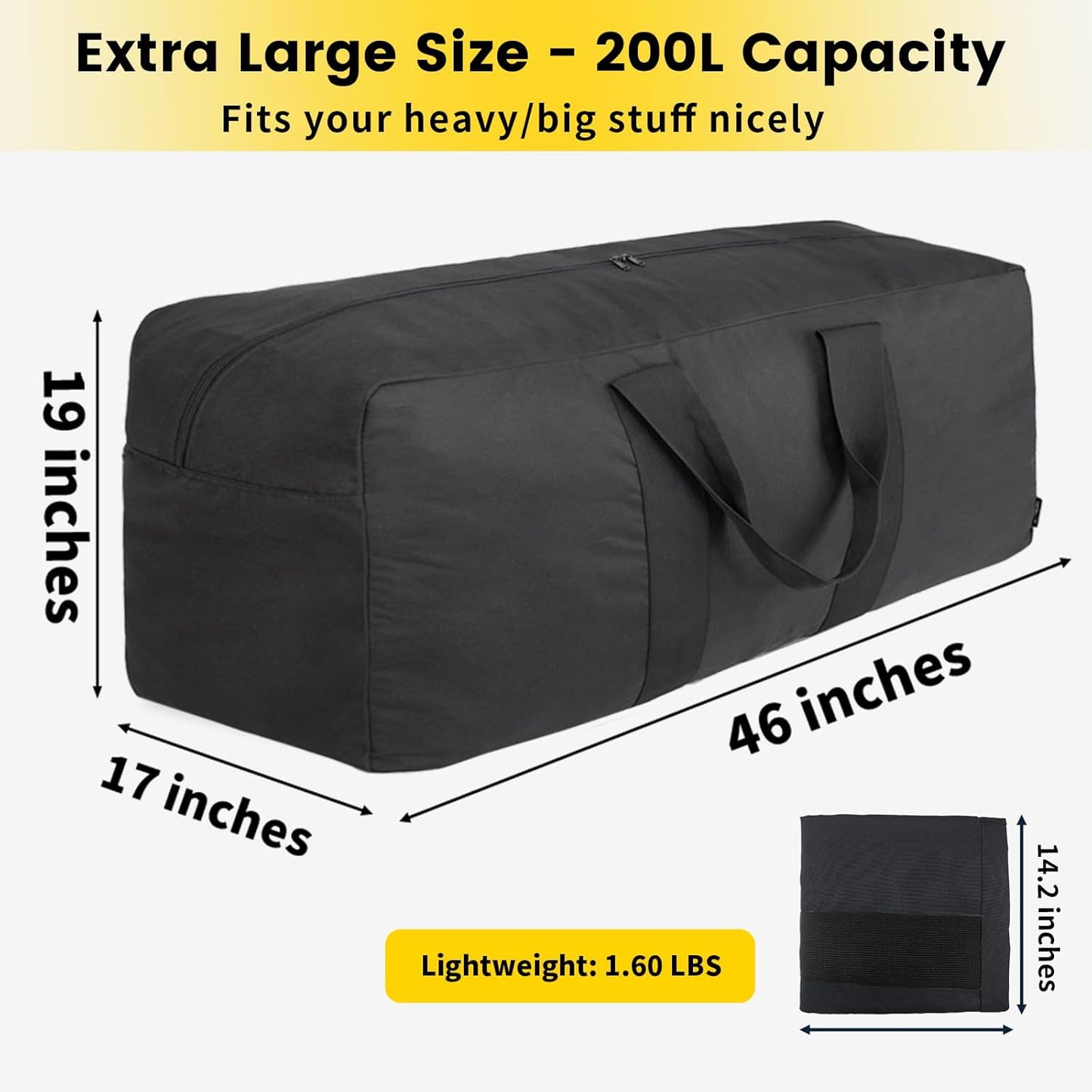 Vorspack Extra Large Duffle Bag for Travel - 250L Duffel Bag for Men Gear Bag for Storage Foldable Weekender Bag for Overnight Camping - Black