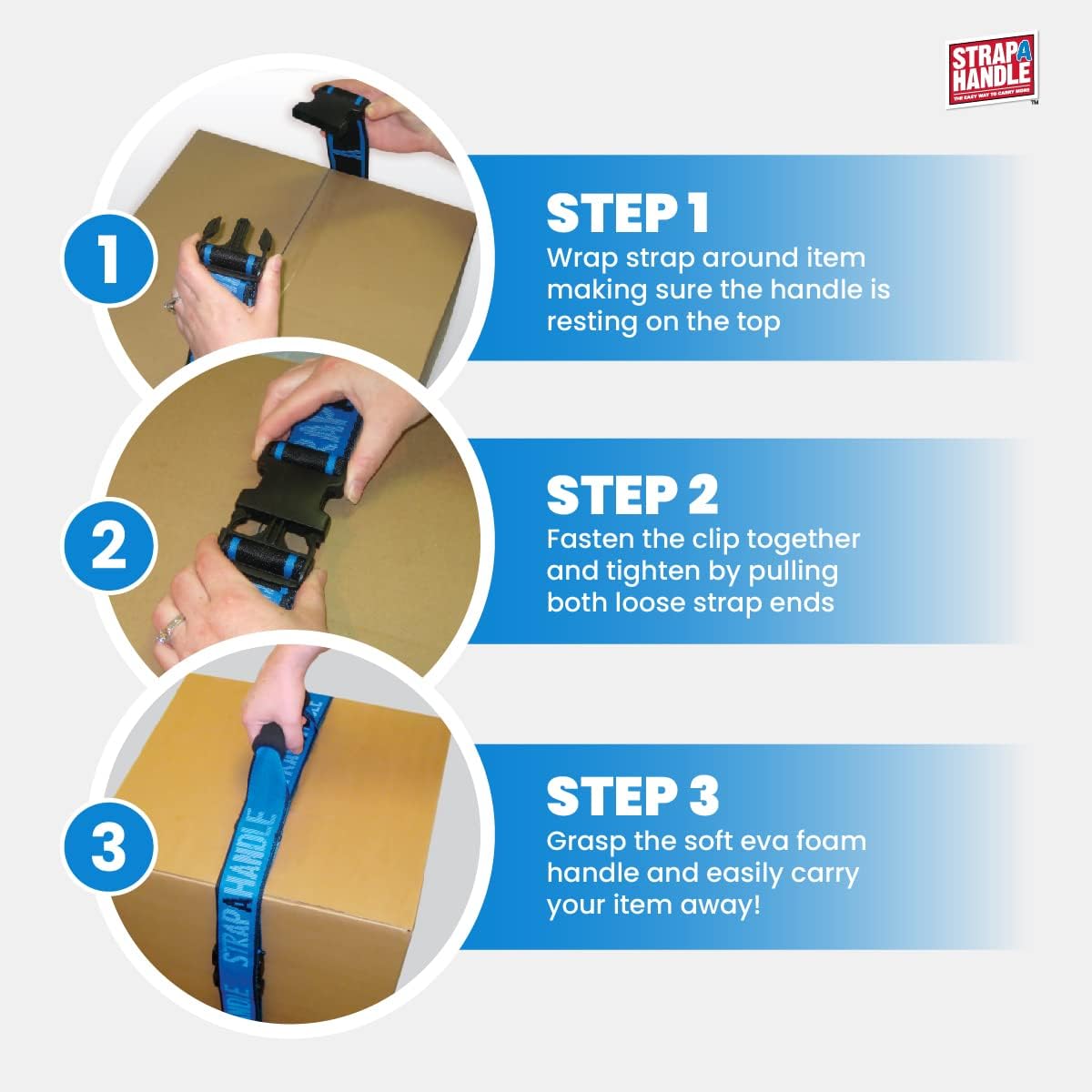 6' Carry Strap with Handle | 2-Pack | Adjustable Belt | Easy, Safe, Secure, Lifting, Moving, Carrying Heavy Boxes, Groceries | Best Luggage Strap (Strap-A-Handle 2 Pack - 6ft. Length, 40lb. Capacity)