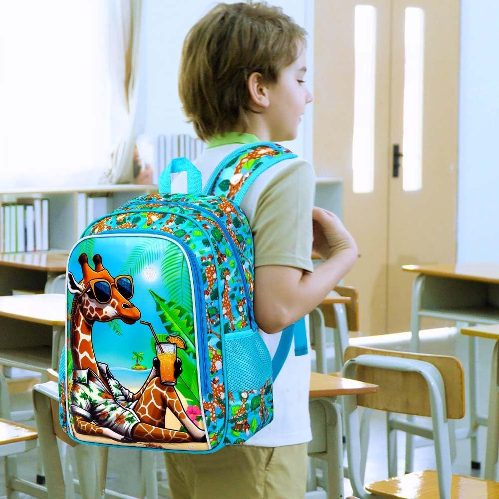3PCS Boys Backpack, Water Resistant Kids Bookbag Set with Lunch Box, Cute School Bag for Preschool Toddler