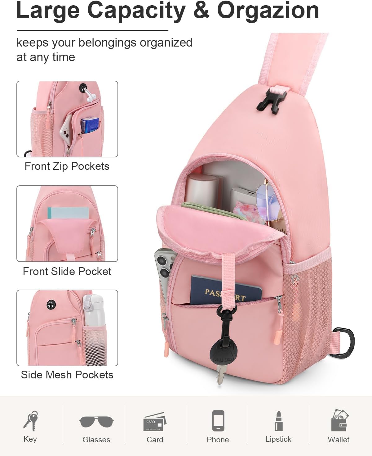 Crossbody Bags for Women Man Waterproof Sling Bag Backpack Trendy Casual Cross Body Bag with