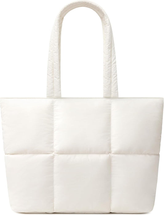 Comfyable Work Tote Bag for Women, Puffer Purse with Laptop Compartment, Large Shoulder Bag for Travel, 15 16 Inch