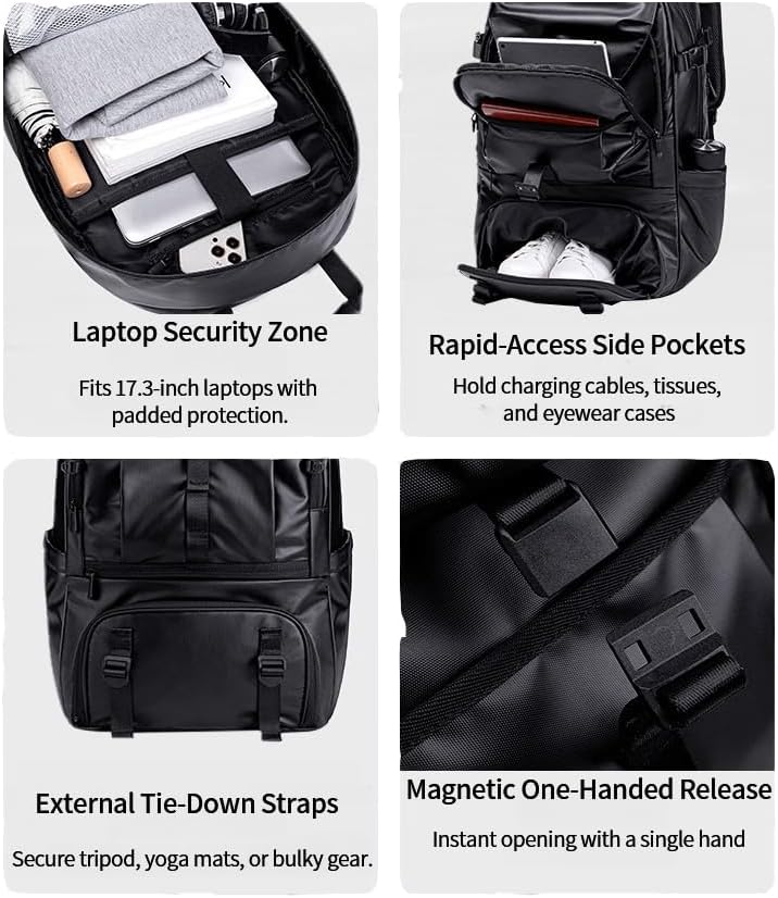 Sports Backpack 50L to 80L Expandable Mutifunction Flight Approved Backpacks 17.3 inch Laptop bags Water Resistant Business Sports BackPack for Women & Men
