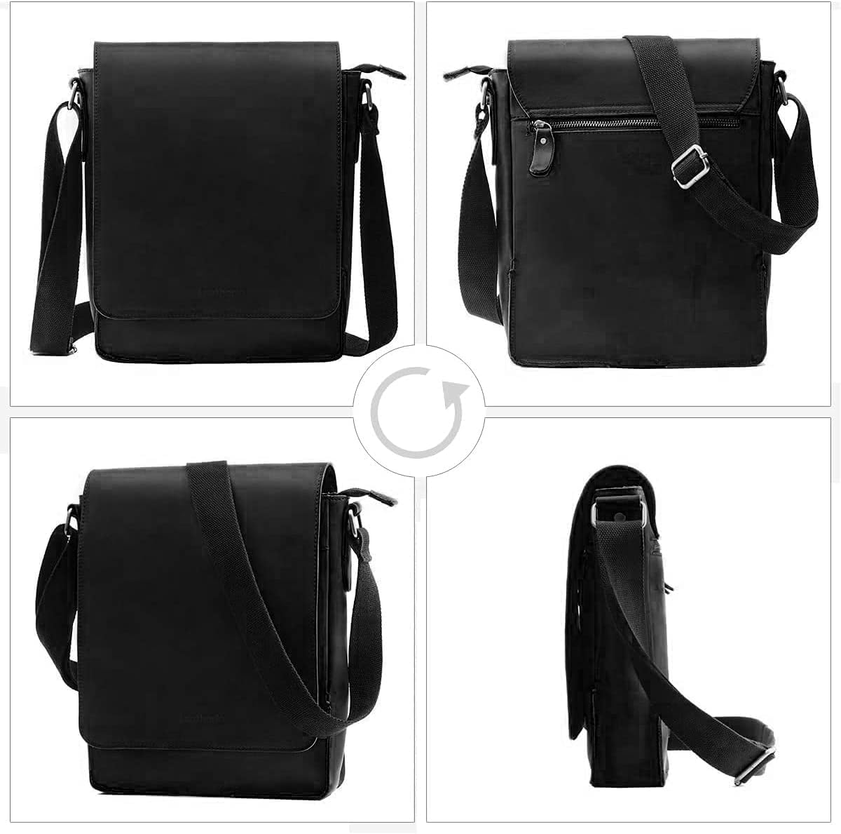 Leathario Crossbody Bag for Men Genuine Leather Small Messenger Shoulder Purse Side Vintage Satchel for Work Travel Daily