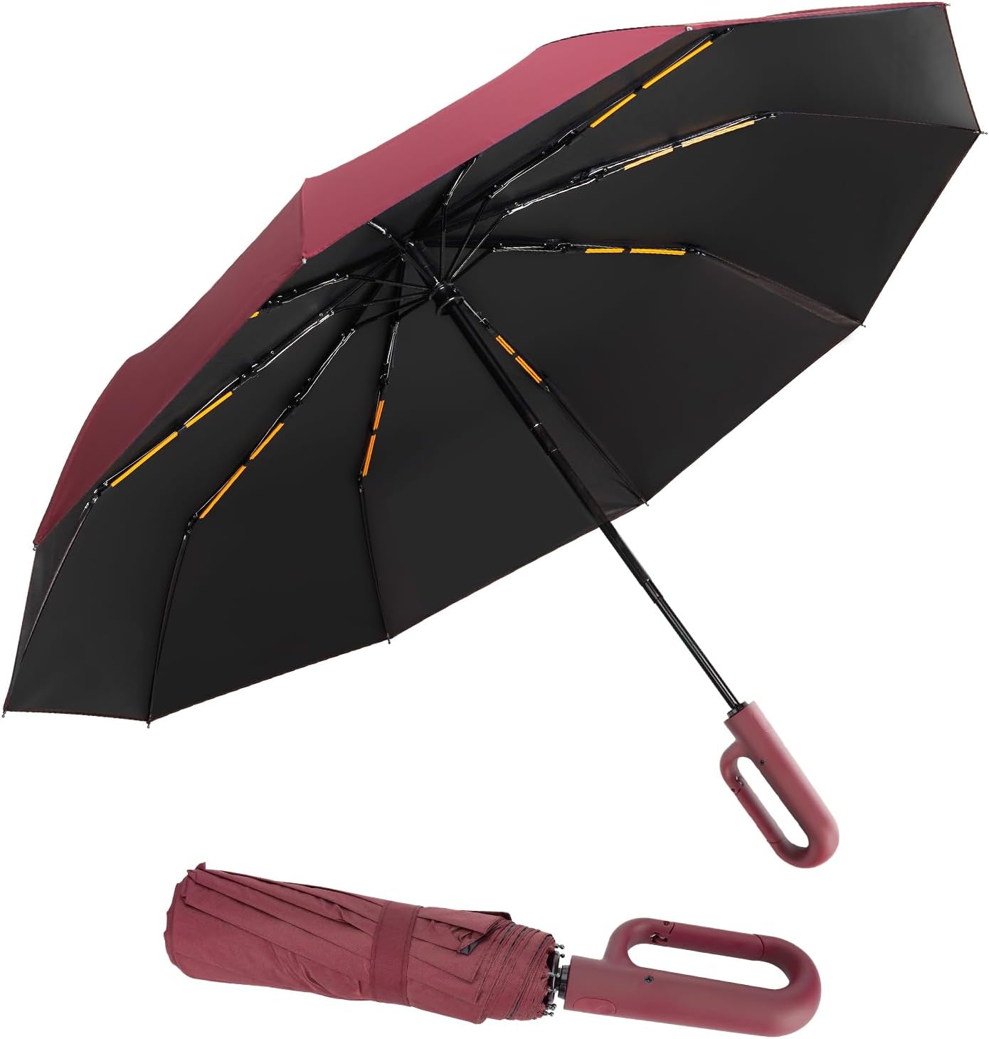 Folding & Inverted Umbrella, Outdoor Travel Umbrella, 46 Inch Portable Reverse Folding Umbrella，Windproof Folding Umbrella for Men and Women